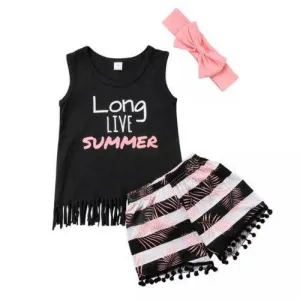 Summer Girls Sleeveless Tops Pants Outfit Sets Clothes