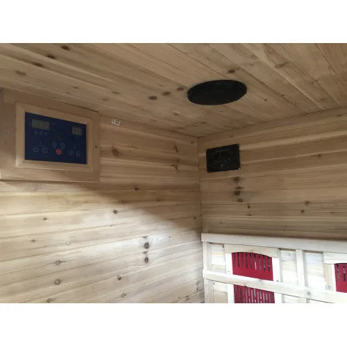 SunRay Cayenne 4-Person Outdoor Infrared Sauna w/Shingled Roof HL400D3