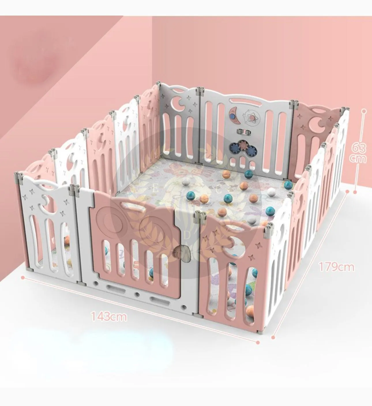Super Cool 20 Panel Indoor/Outdoor Foldable Play Yard Upgraded Fence | Safety Play Area with Activity for Toddlers and Infants | 3 Colours