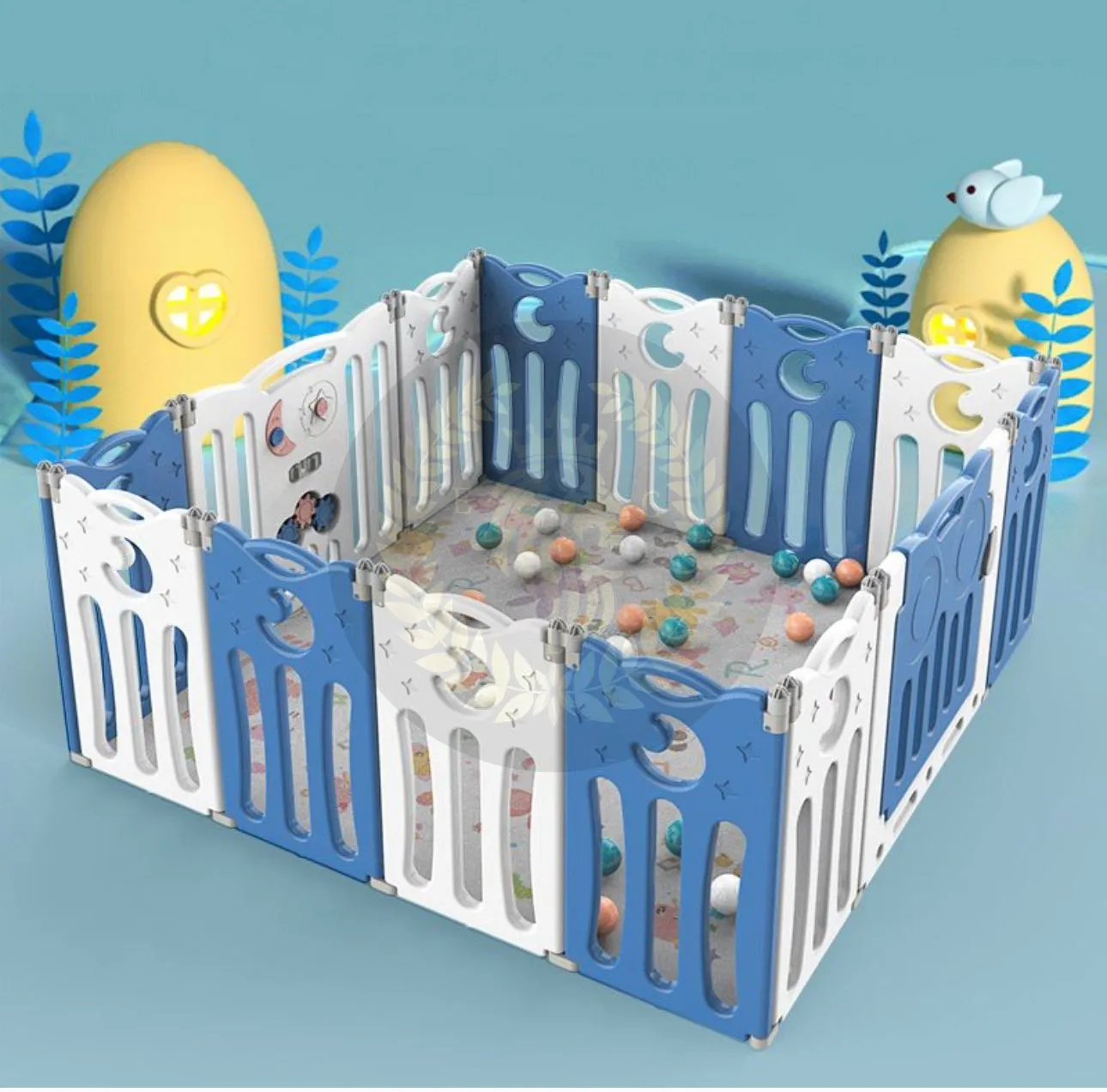 Super Cool 20 Panel Indoor/Outdoor Foldable Play Yard Upgraded Fence | Safety Play Area with Activity for Toddlers and Infants | 3 Colours