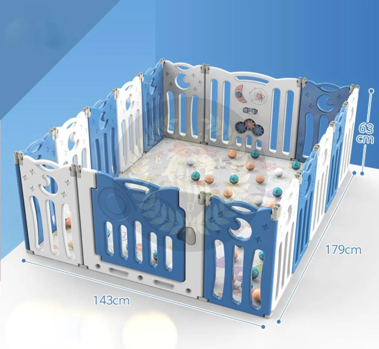 Super Cool 20 Panel Indoor/Outdoor Foldable Play Yard Upgraded Fence | Safety Play Area with Activity for Toddlers and Infants | 3 Colours