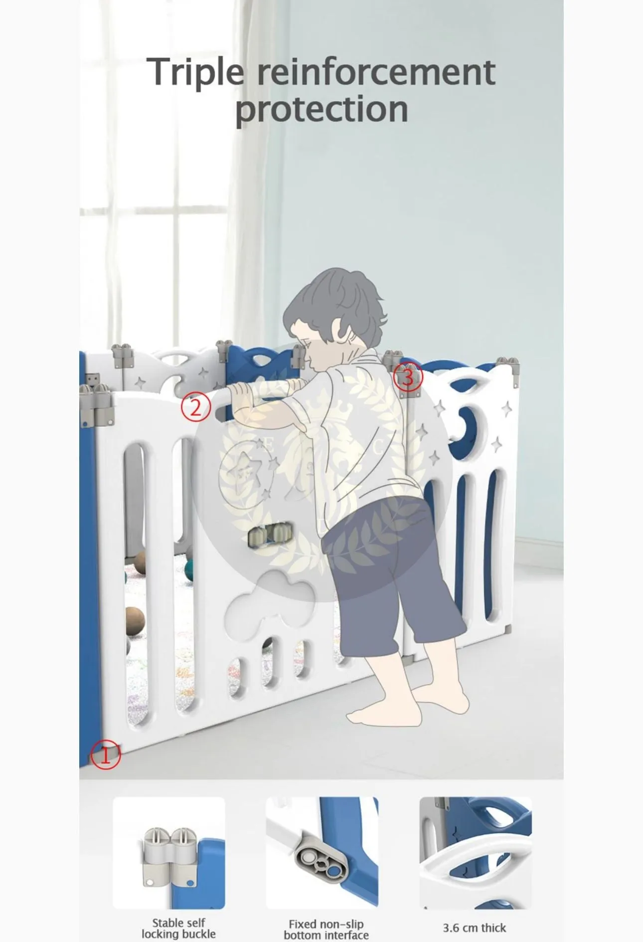 Super Cool 20 Panel Indoor/Outdoor Foldable Play Yard Upgraded Fence | Safety Play Area with Activity for Toddlers and Infants | 3 Colours