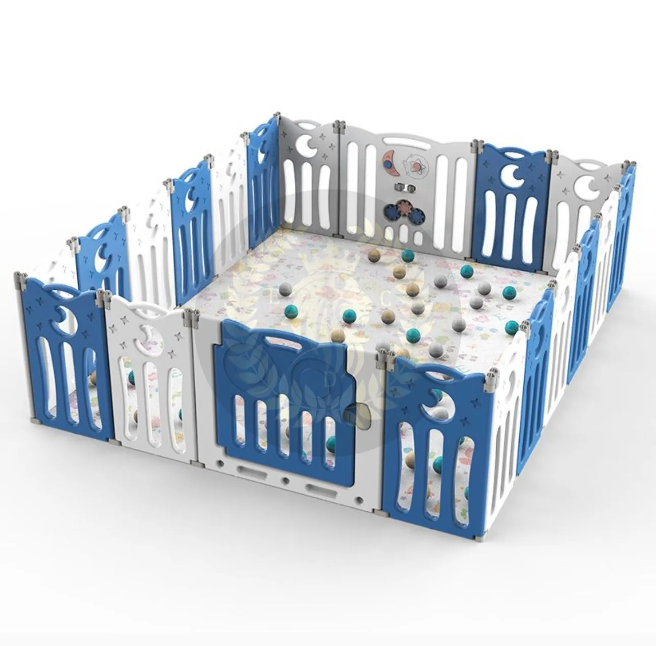 Super Cool 20 Panel Indoor/Outdoor Foldable Play Yard Upgraded Fence | Safety Play Area with Activity for Toddlers and Infants | 3 Colours