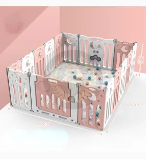 Super Cool 20 Panel Indoor/Outdoor Foldable Play Yard Upgraded Fence | Safety Play Area with Activity for Toddlers and Infants | 3 Colours