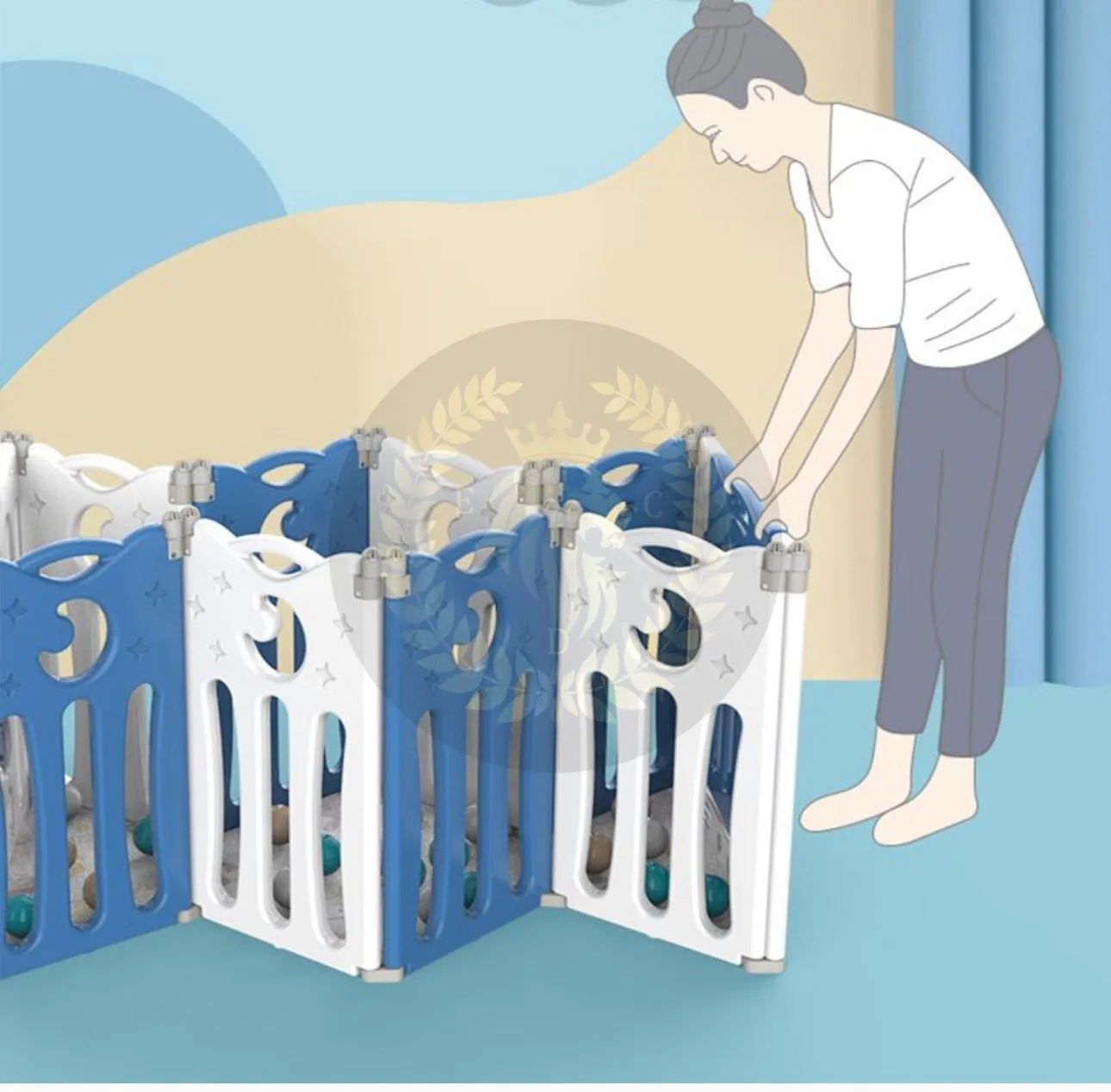 Super Cool 20 Panel Indoor/Outdoor Foldable Play Yard Upgraded Fence | Safety Play Area with Activity for Toddlers and Infants | 3 Colours