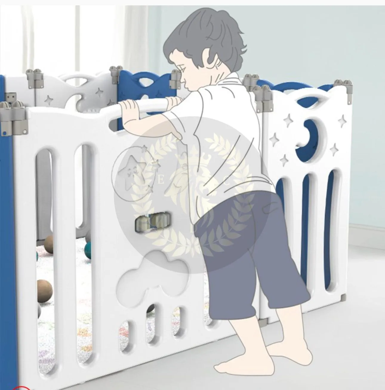 Super Cool 20 Panel Indoor/Outdoor Foldable Play Yard Upgraded Fence | Safety Play Area with Activity for Toddlers and Infants | 3 Colours