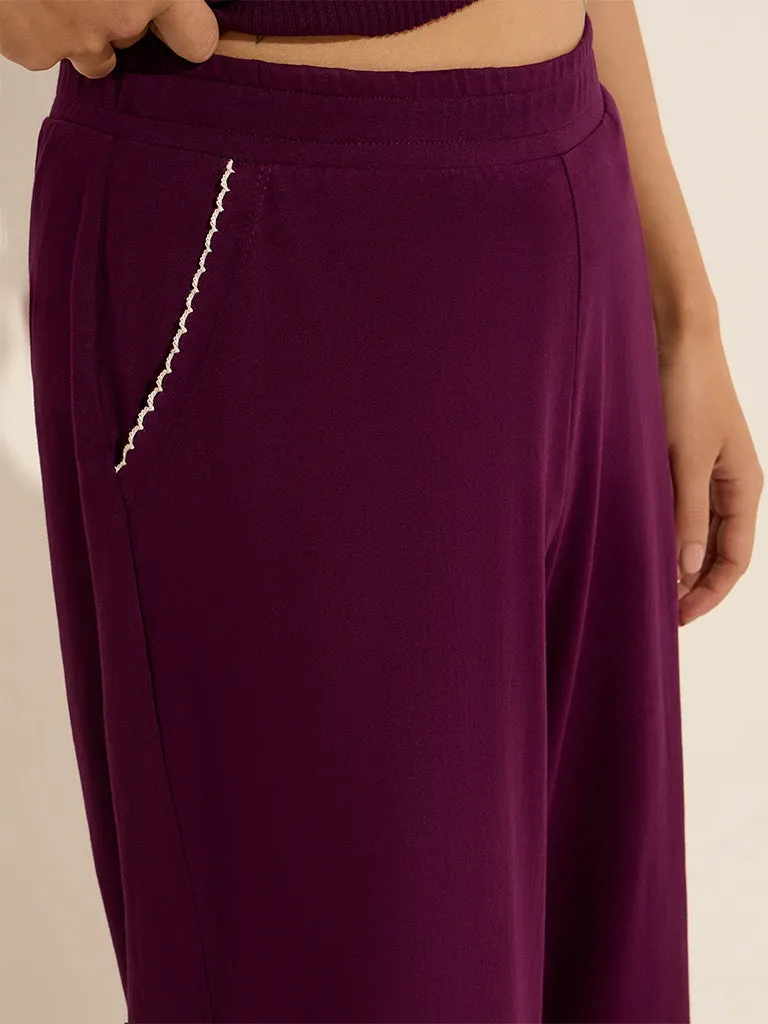 Superstar Purple High-Rise Cotton-Blend Pants