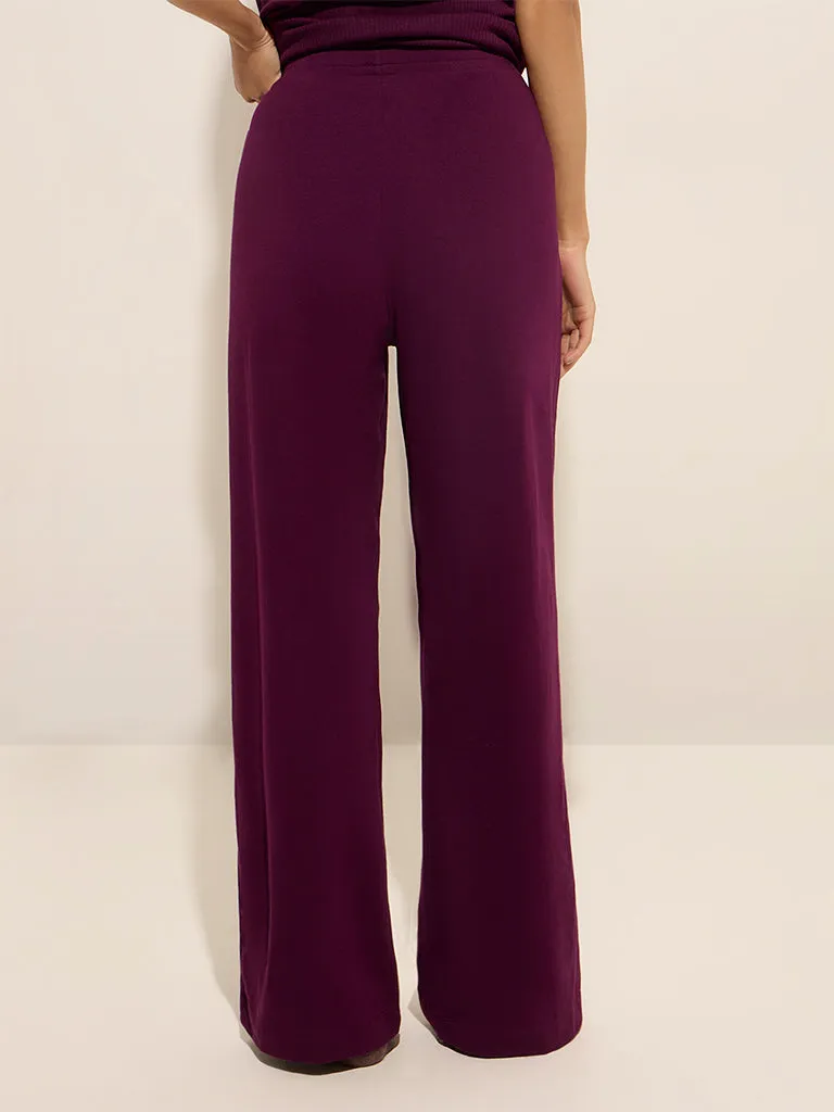 Superstar Purple High-Rise Cotton-Blend Pants