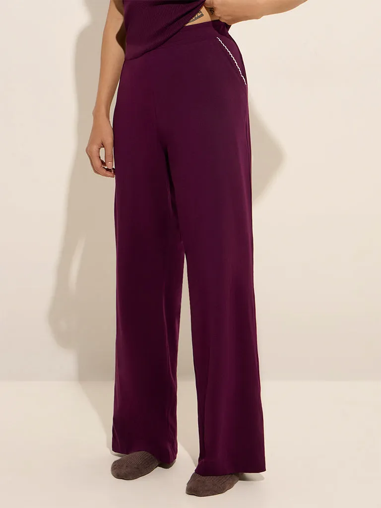 Superstar Purple High-Rise Cotton-Blend Pants