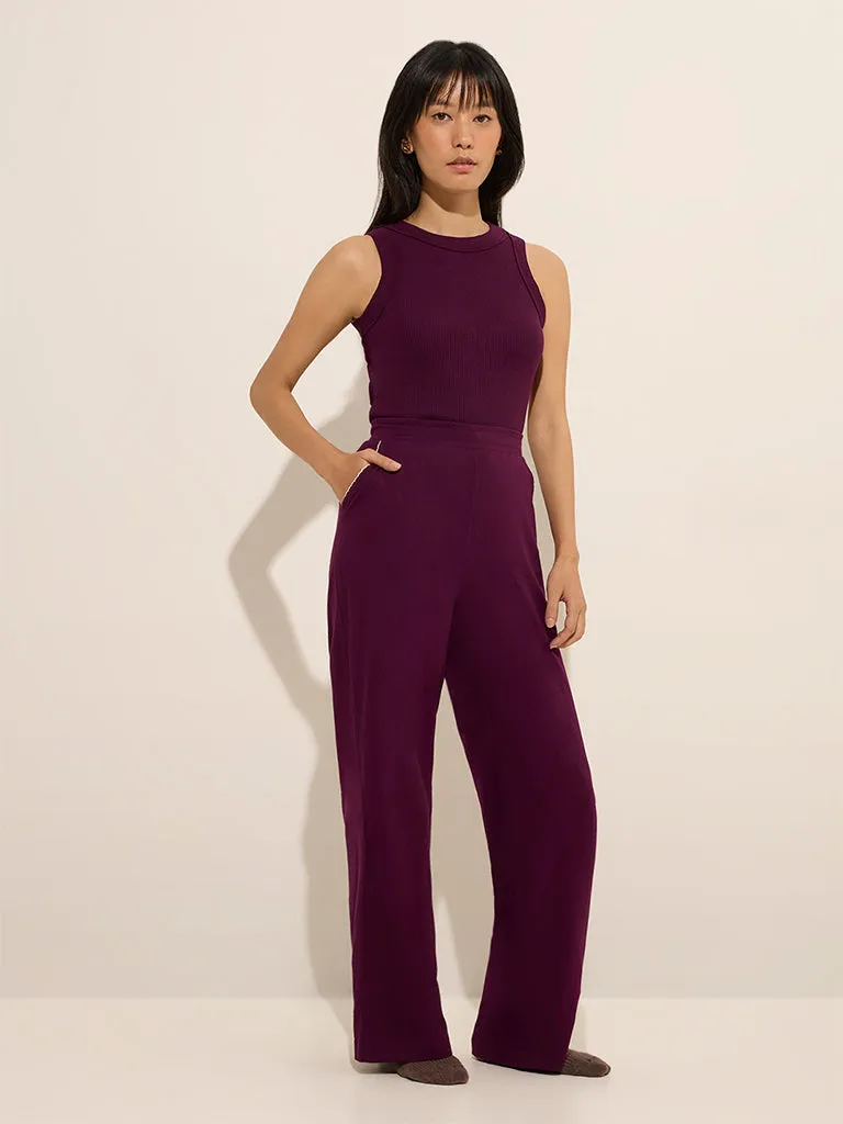 Superstar Purple High-Rise Cotton-Blend Pants