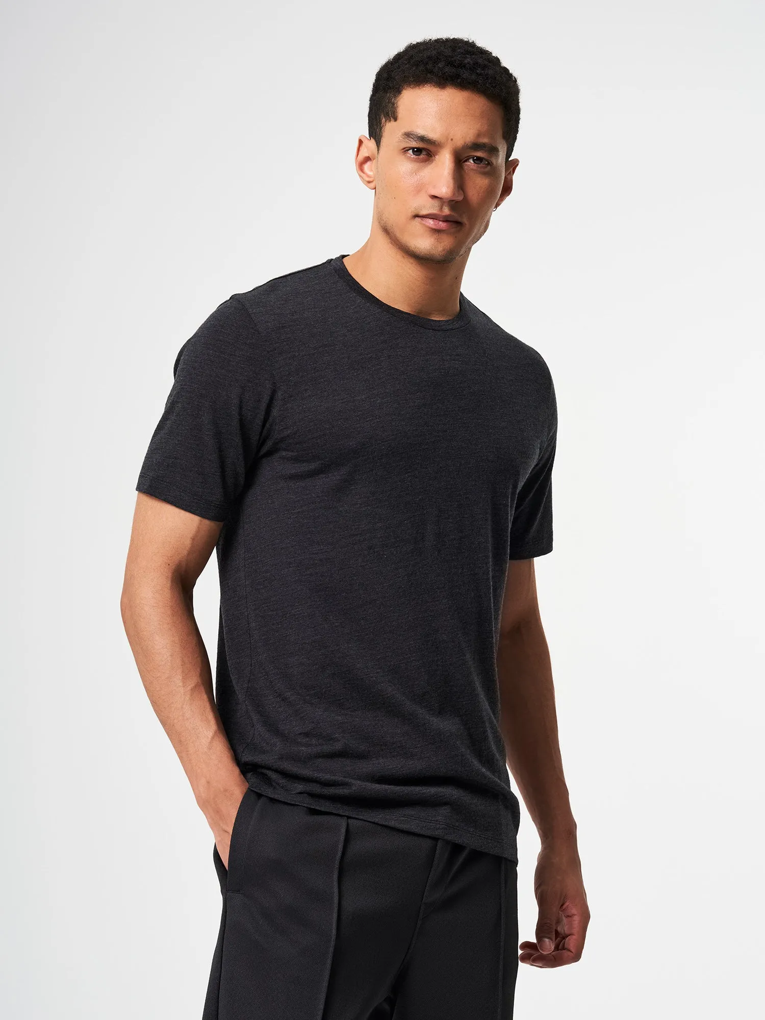 T-Shirt Merino - Dark Grey Melange (Male)