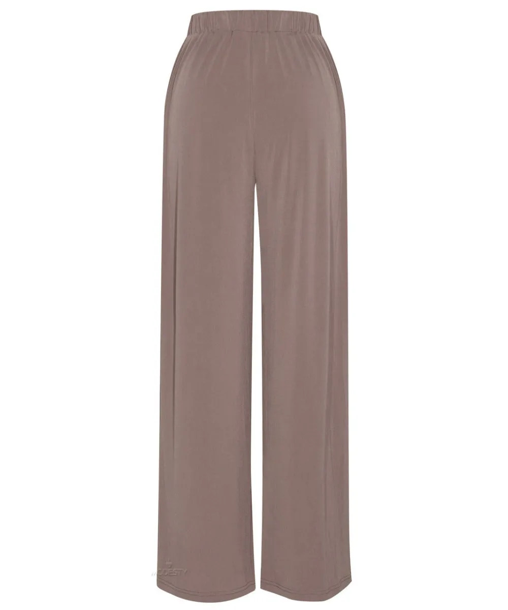 Taupe Jersey Wide Legged Pants