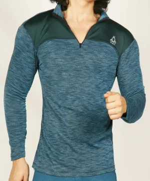 Teal Blue SpaceDyed Half Zipper