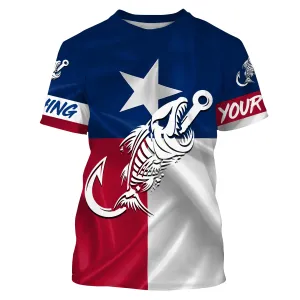 Texas fishing Fish hook fish skull Custom Name Fishing shirts | Tshirt - NPQ679