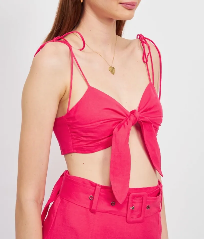 Tie Front Spaghetti Crop Top