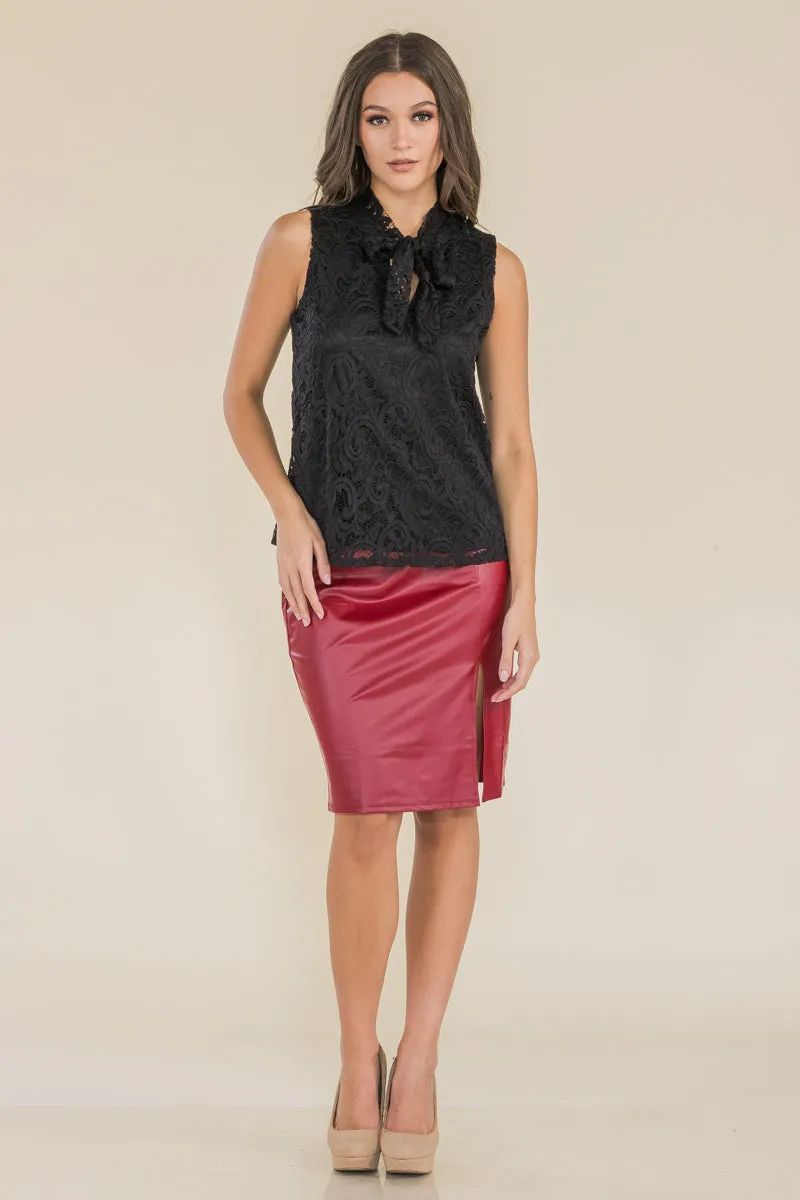 TIE NECK LACE SLEEVELESS TANK