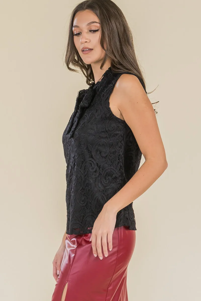 TIE NECK LACE SLEEVELESS TANK