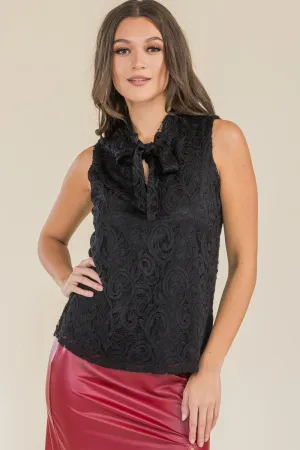 TIE NECK LACE SLEEVELESS TANK