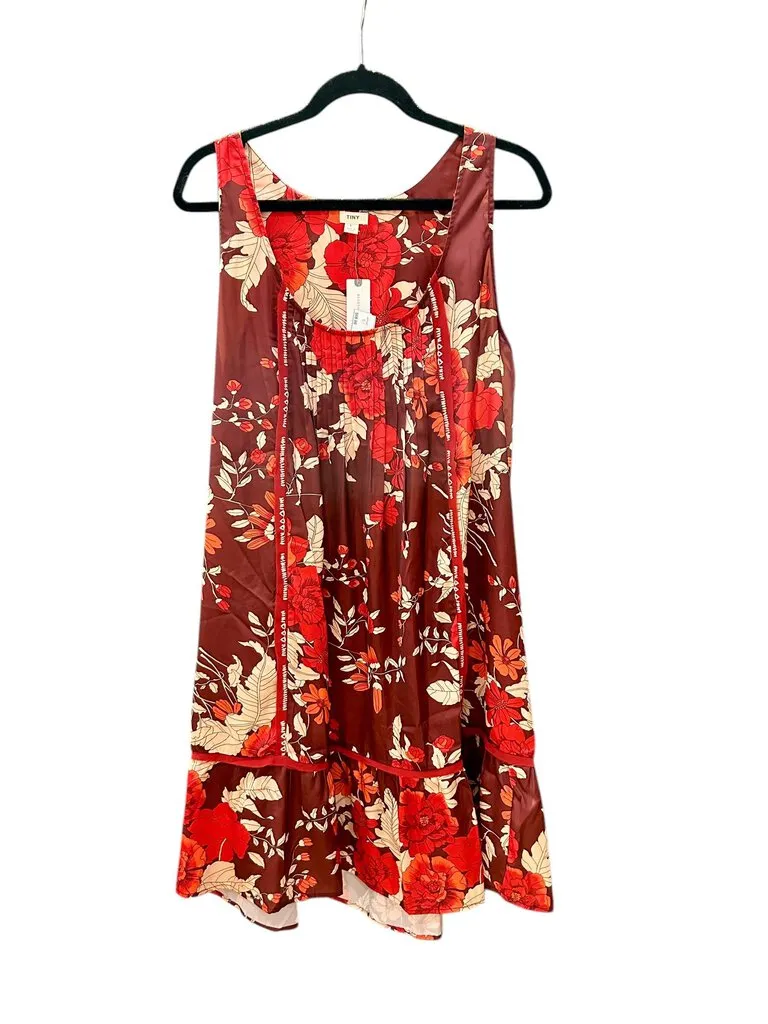 Tiny 70's floral print dress NWT red large