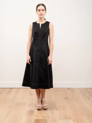 topstitch sleeveless dress - black