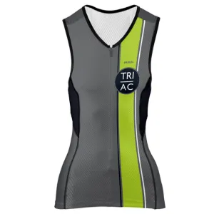 TRI AC 'Primal' Women's Sleeveless 3/4 Zip Performance Tri-Top - Graphite / Lime