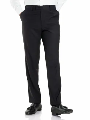 Trousers With Belt Loop - Jet Black Plain (Slim Straight)