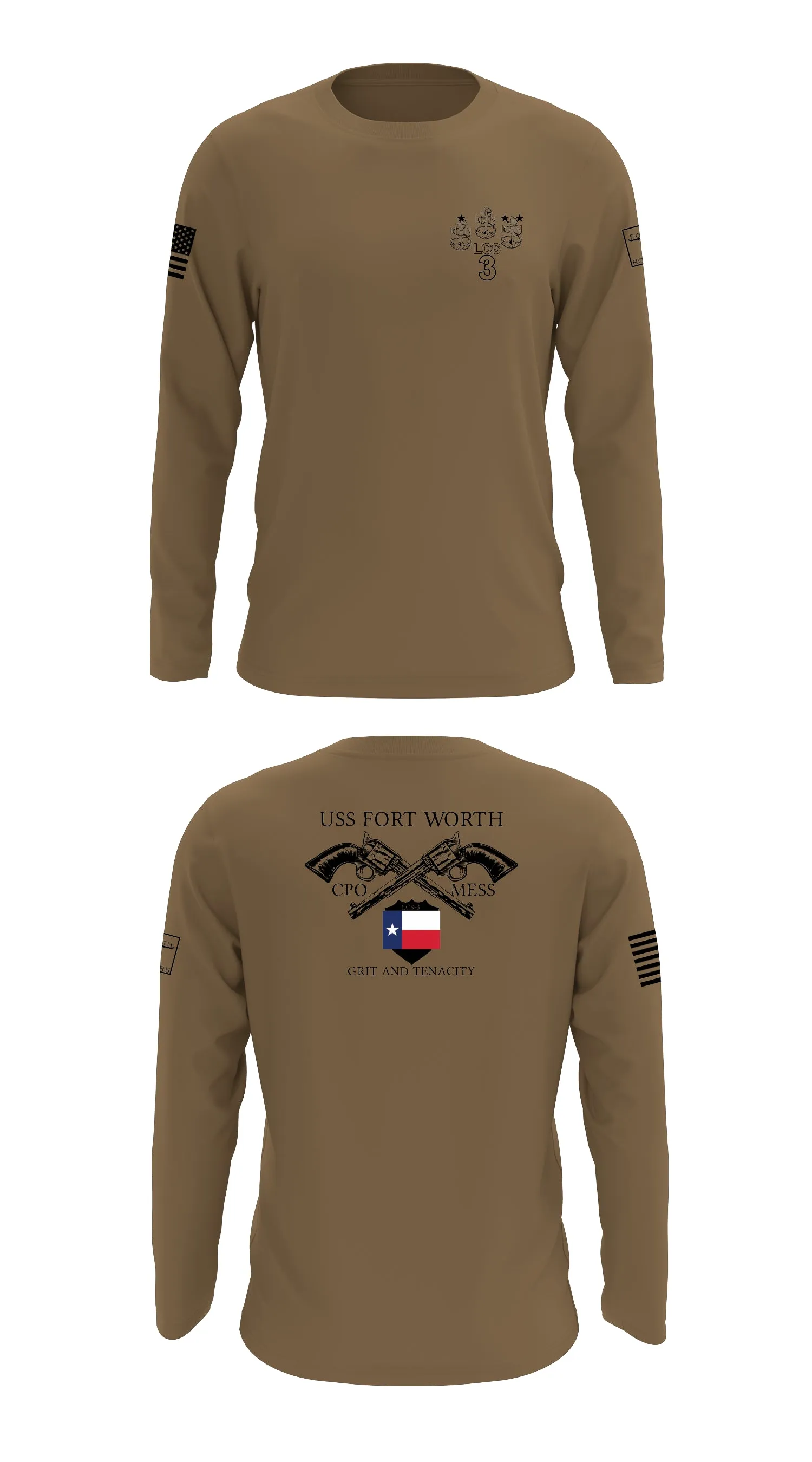 Uss Fort Worth CPO Mess  Store 1 Core Men's LS Performance Tee - 89080007054