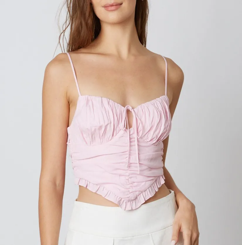 V Hemline Ruffle Crop Top
