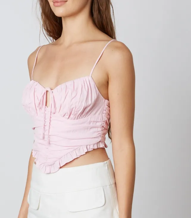 V Hemline Ruffle Crop Top