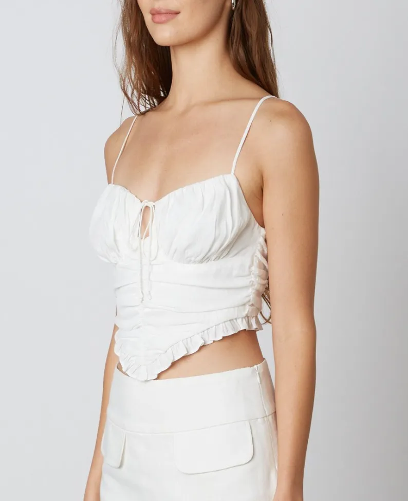 V Hemline Ruffle Crop Top