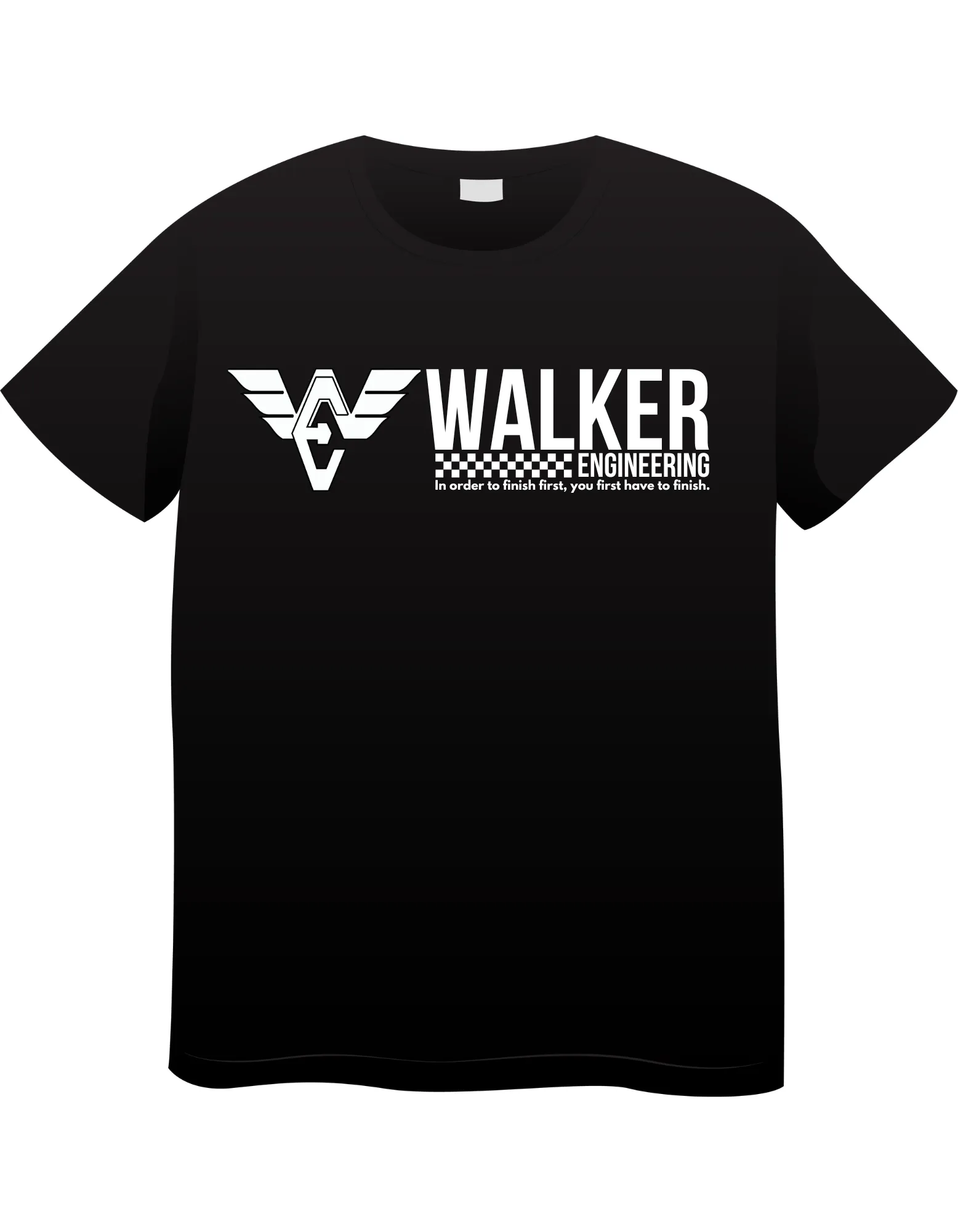 Walker Engineering "First to Finish" Super Heavy Black T-Shirt