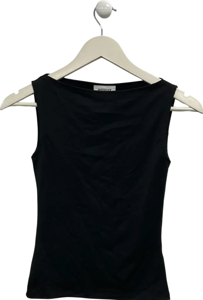 Weekday Black Annie Sleeveless Boatneck Top UK S