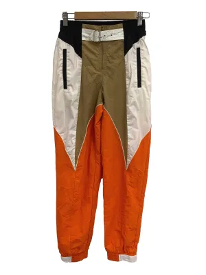 White Black Brown Belted Nylon Pants