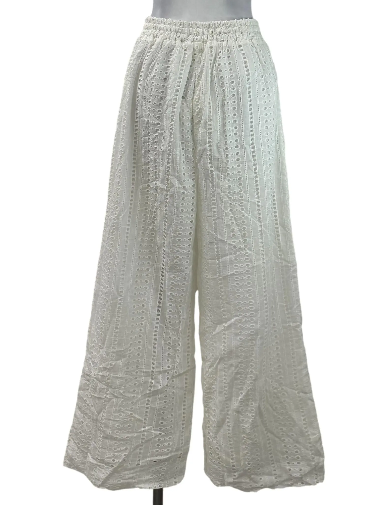 White Eyelet Regular Pants