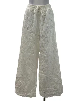 White Eyelet Regular Pants
