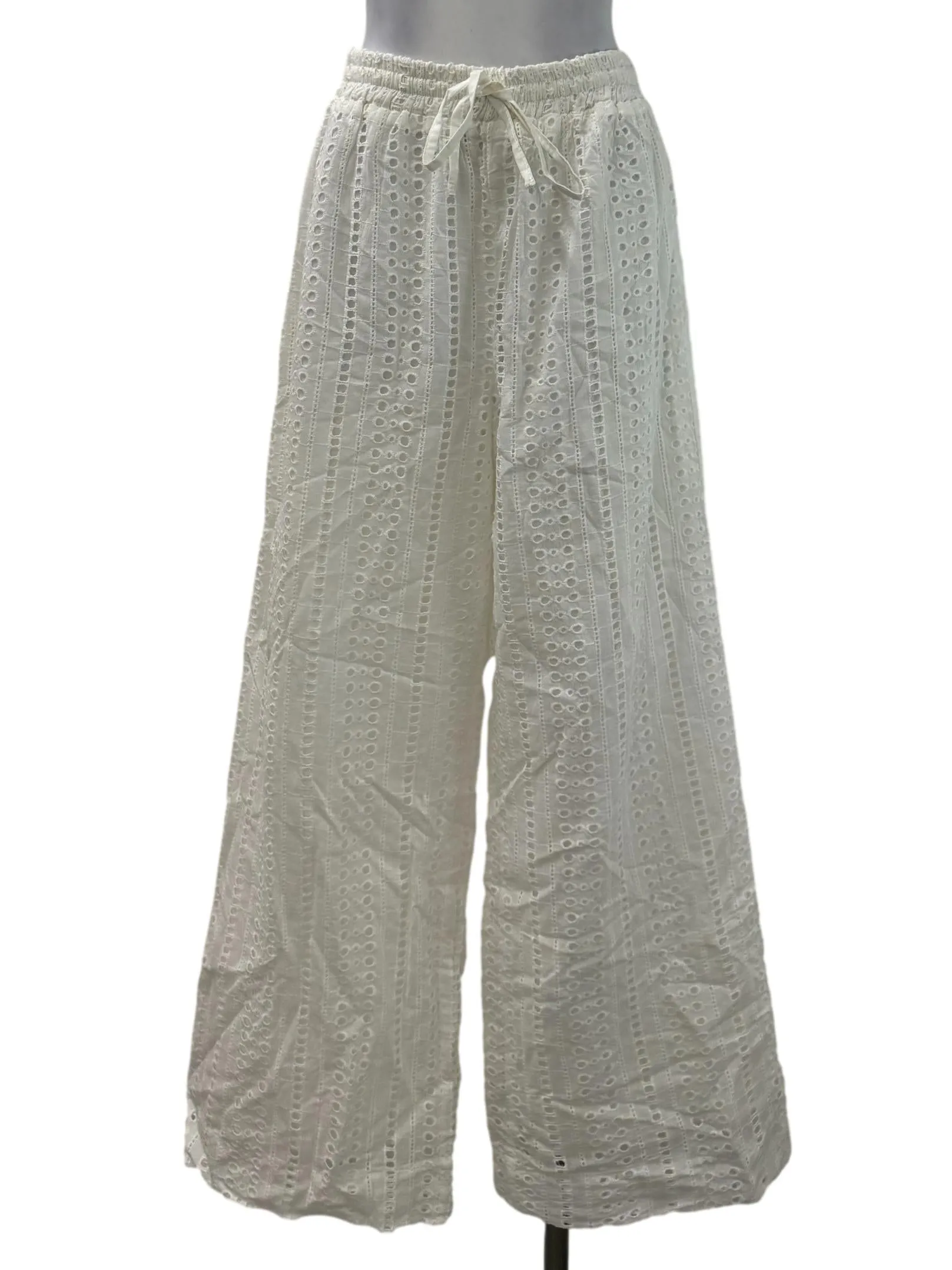 White Eyelet Regular Pants