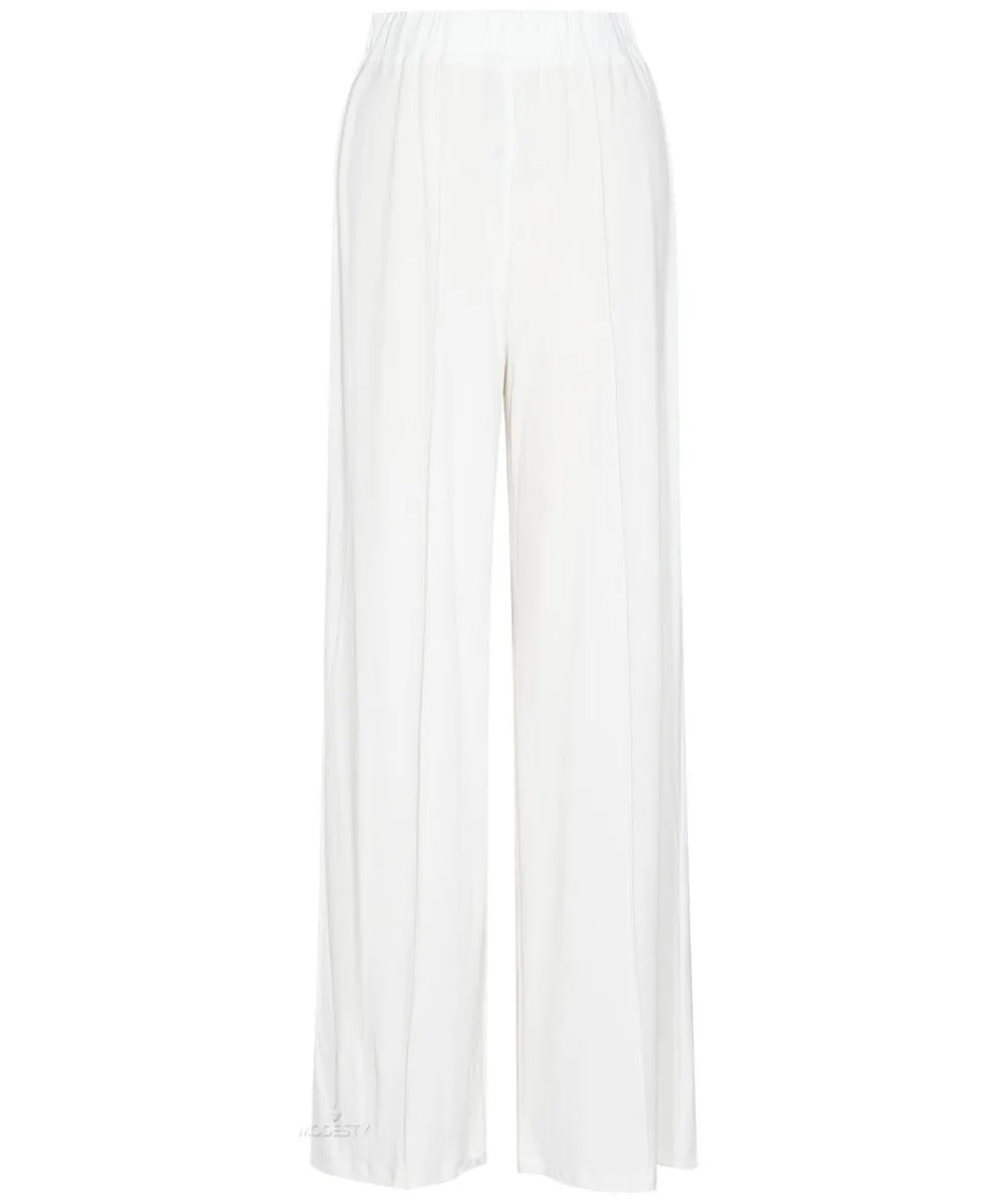 White Jersey Wide Legged Pants