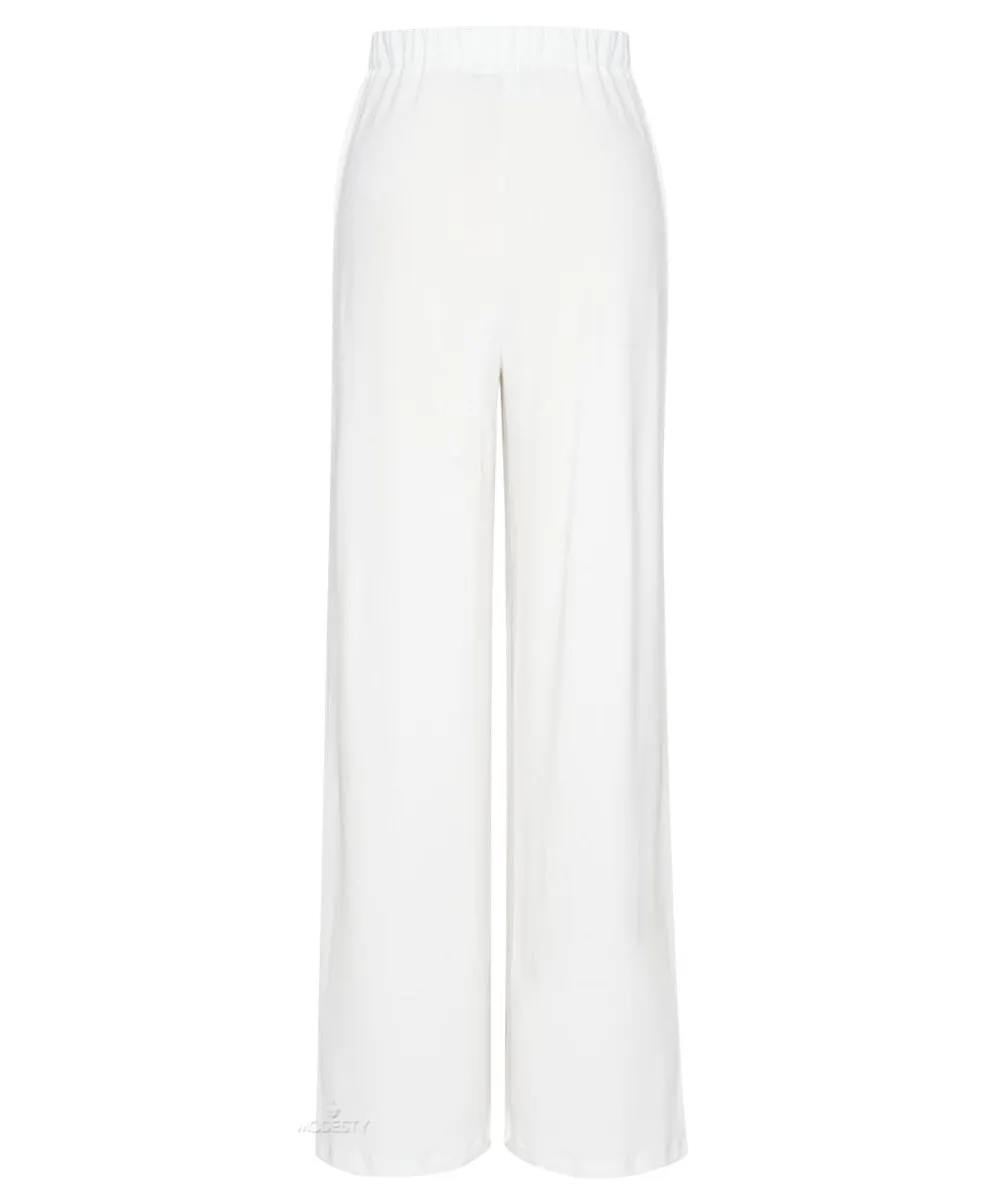 White Jersey Wide Legged Pants