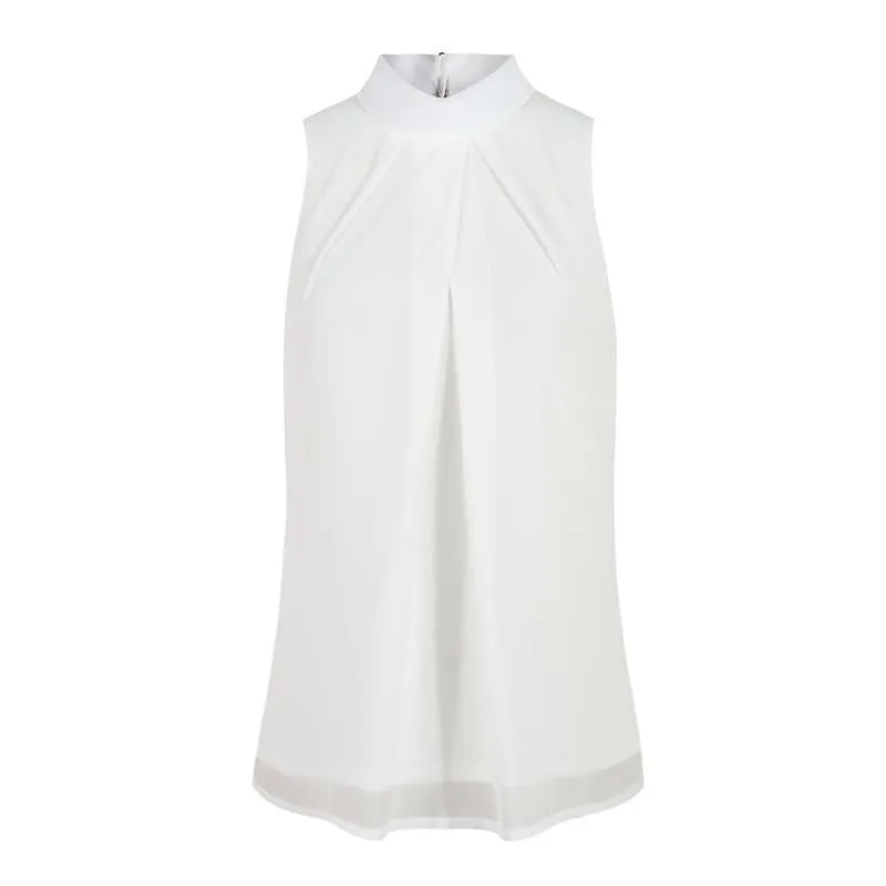 Women Blouse plus size female clothing women tops chic elegant sleeveless blue chiffon blouse lady tops