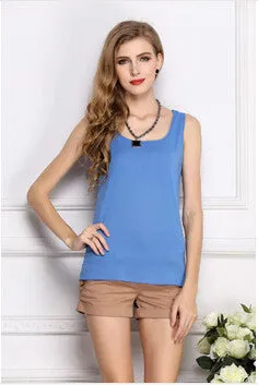 Women Clothes Fitness Tank Top Cropped Chiffon Sleeveless Causal T Shirt Women Vest Crop Tops 16 color