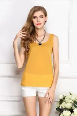 Women Clothes Fitness Tank Top Cropped Chiffon Sleeveless Causal T Shirt Women Vest Crop Tops 16 color