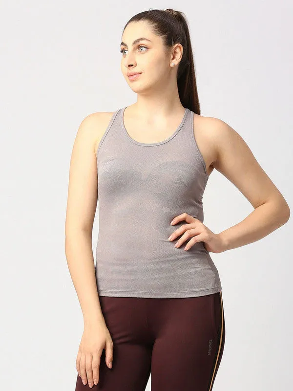Women Grey Solid Top - Adventure Racer Back-LO