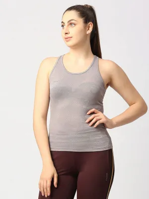 Women Grey Solid Top - Adventure Racer Back-LO