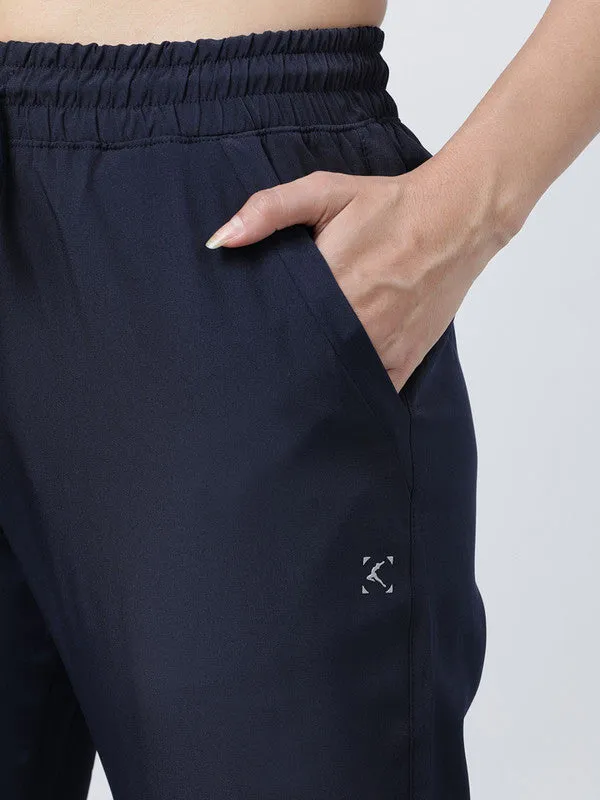 Women Navy Solid Track Pants & Joggers GROOVER-Navy