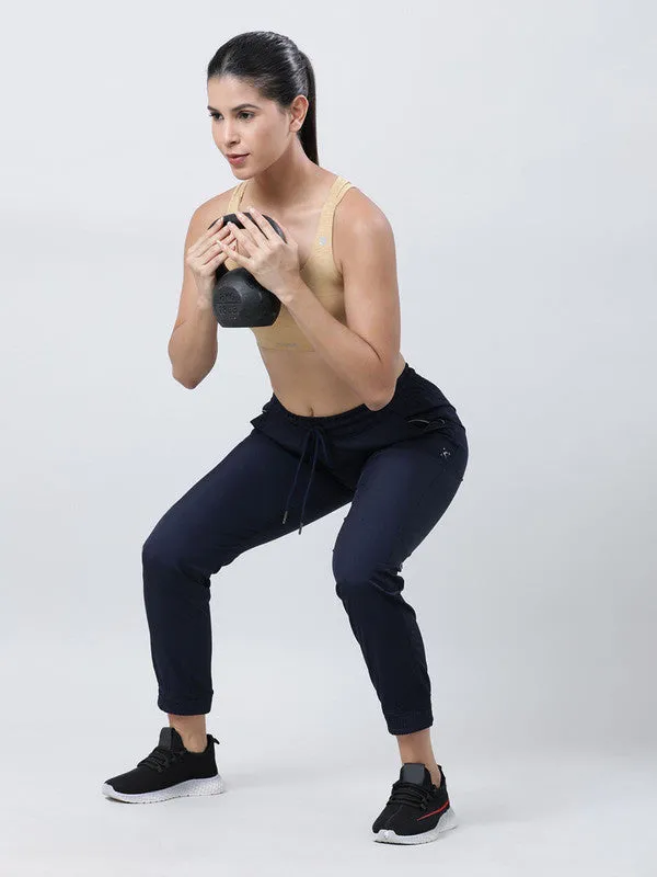 Women Navy Solid Track Pants & Joggers GROOVER-Navy