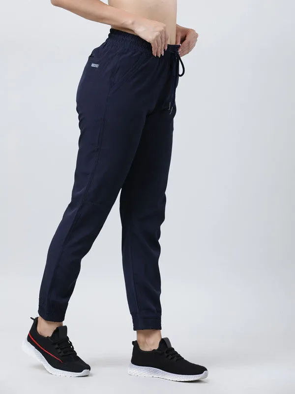 Women Navy Solid Track Pants & Joggers GROOVER-Navy