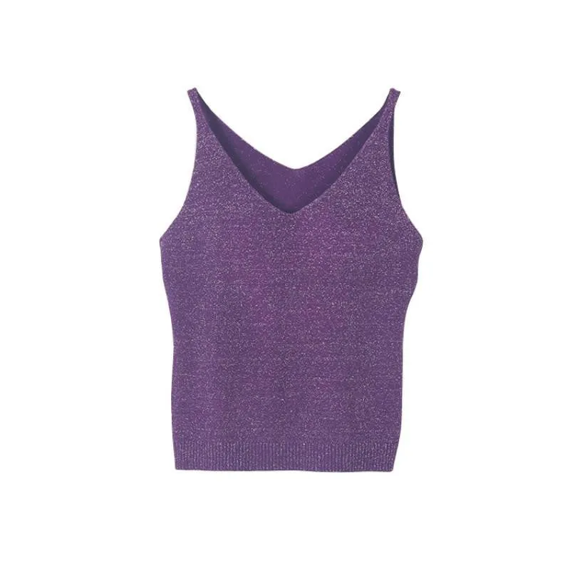 Women V Neck Sleeveless Tops Shirt Spaghetti Strap Short Tops H34
