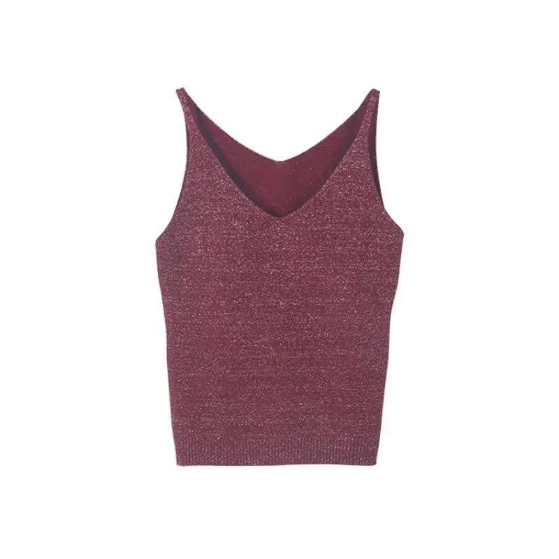 Women V Neck Sleeveless Tops Shirt Spaghetti Strap Short Tops H34