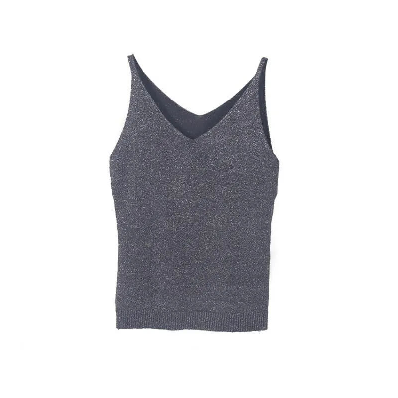 Women V Neck Sleeveless Tops Shirt Spaghetti Strap Short Tops H34