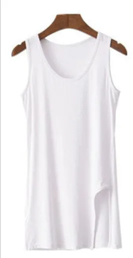 Women Vest Candy Color Fitness Tank Tops Side Split Slim Shirt Basic Pink Tees Tops Vests Plus Size Clothing